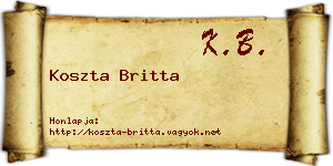 Koszta Britta névjegykártya